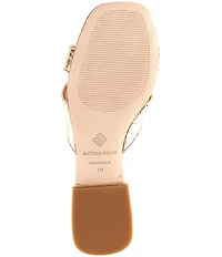 Antonio Melani Ramie Metallic Embossed Leather Ornamented Flat Sandals