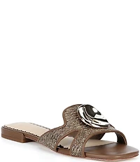 Antonio Melani Ramie Raffia Ornamented Flat Sandals