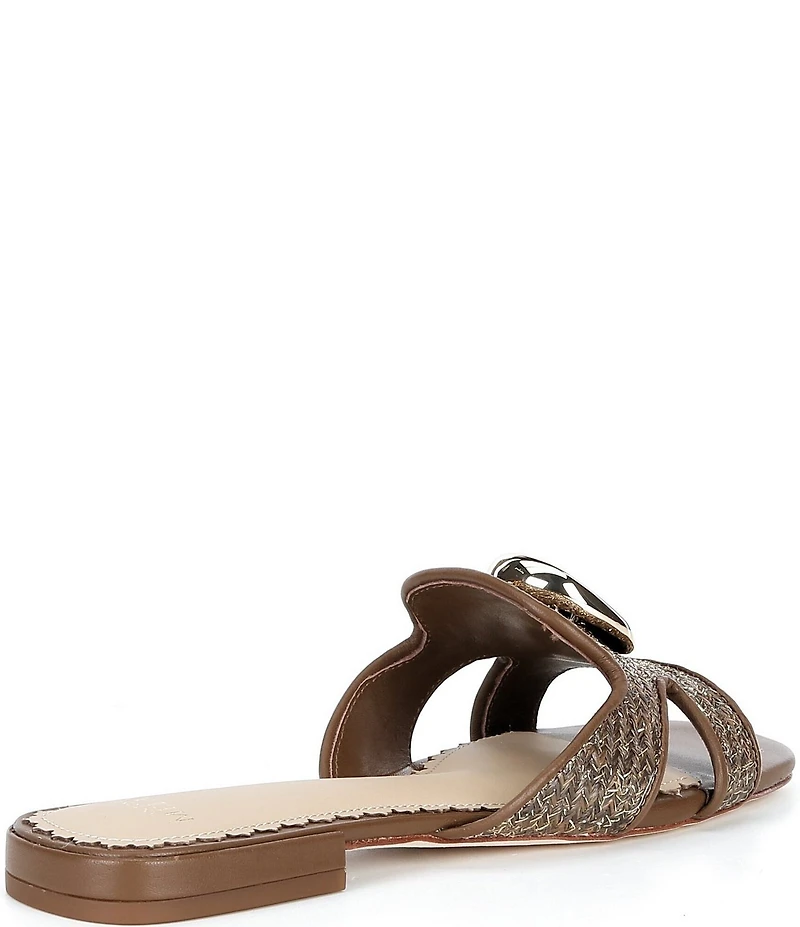 Antonio Melani Ramie Raffia Ornamented Flat Sandals