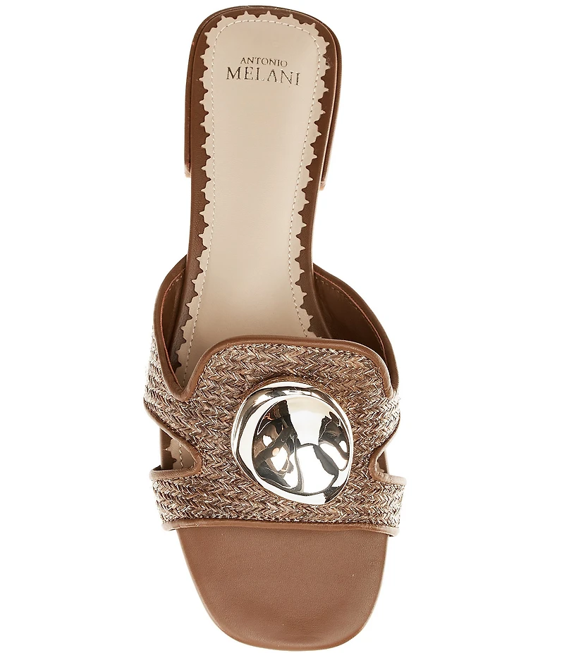 Antonio Melani Ramie Raffia Ornamented Flat Sandals