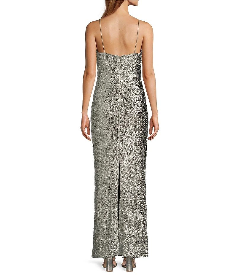 Antonio Melani Reese Sequin Square Neck Sleveless Maxi A-Line Dress