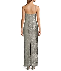 Antonio Melani Reese Sequin Square Neck Sleveless Maxi A-Line Dress