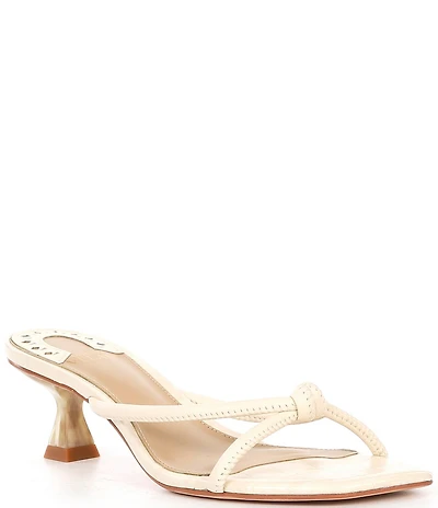 Antonio Melani Remy Leather Croco Embossed Knotted Dress Slide Sandals