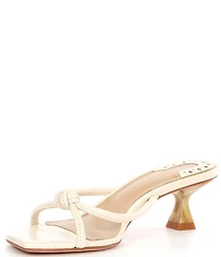 Antonio Melani Remy Leather Croco Embossed Knotted Dress Slide Sandals