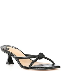 Antonio Melani Remy Leather Croco Embossed Knotted Dress Slide Sandals