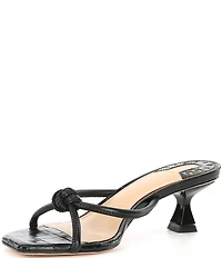 Antonio Melani Remy Leather Croco Embossed Knotted Dress Slide Sandals
