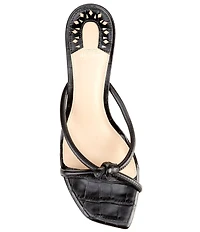 Antonio Melani Remy Leather Croco Embossed Knotted Dress Slide Sandals