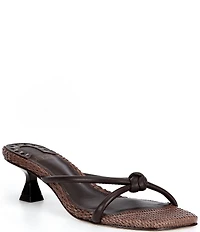 Antonio Melani Remy Leather Knotted Raffia Kitten Heel Dress Slide Sandals