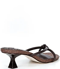 Antonio Melani Remy Leather Knotted Raffia Kitten Heel Dress Slide Sandals