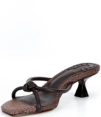 Antonio Melani Remy Leather Knotted Raffia Kitten Heel Dress Slide Sandals