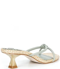 Antonio Melani Remy Leather Knotted Raffia Kitten Heel Dress Slide Sandals