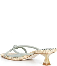 Antonio Melani Remy Leather Knotted Raffia Kitten Heel Dress Slide Sandals