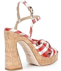 Antonio Melani Renata Gingham Print Platform Knot Dress Sandals
