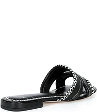 Antonio Melani Renley Leather Cross Stitch Flat Sandals