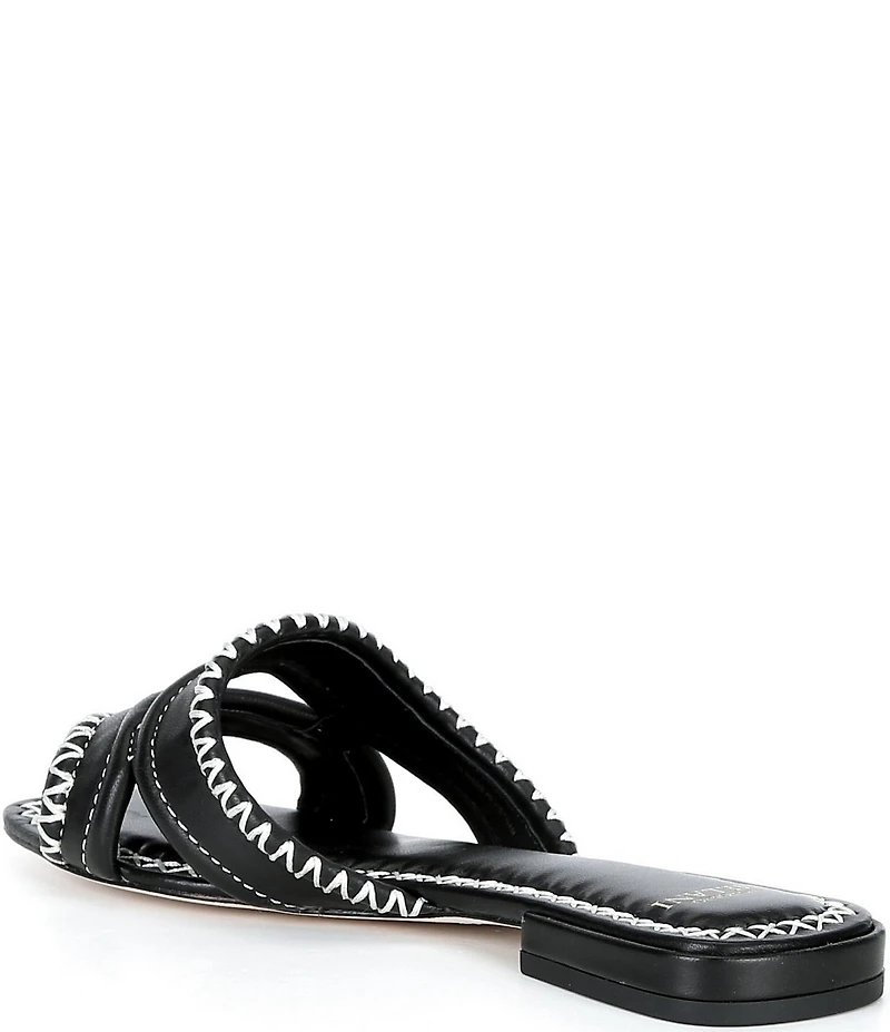 Antonio Melani Renley Leather Cross Stitch Flat Sandals