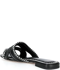 Antonio Melani Renley Leather Cross Stitch Flat Sandals