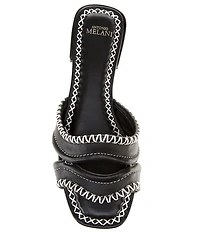 Antonio Melani Renley Leather Cross Stitch Flat Sandals
