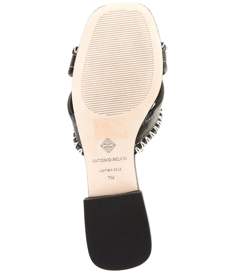 Antonio Melani Renley Leather Cross Stitch Flat Sandals