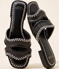 Antonio Melani Renley Leather Cross Stitch Flat Sandals