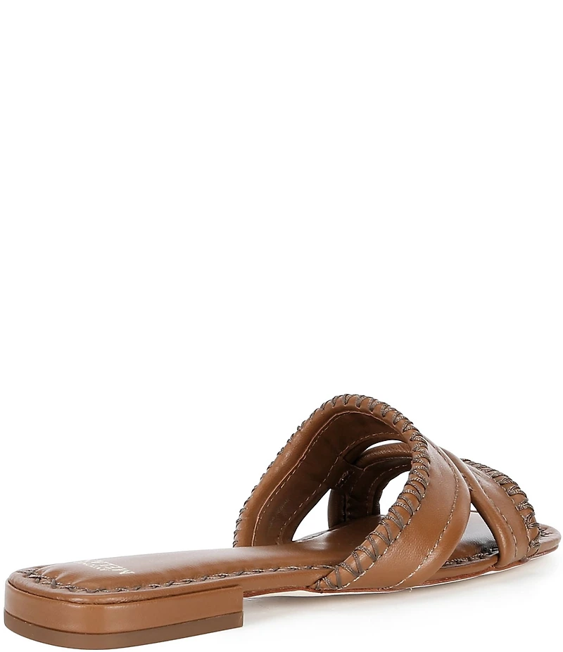 Antonio Melani Renley Leather Cross Stitch Flat Sandals