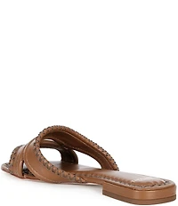 Antonio Melani Renley Leather Cross Stitch Flat Sandals