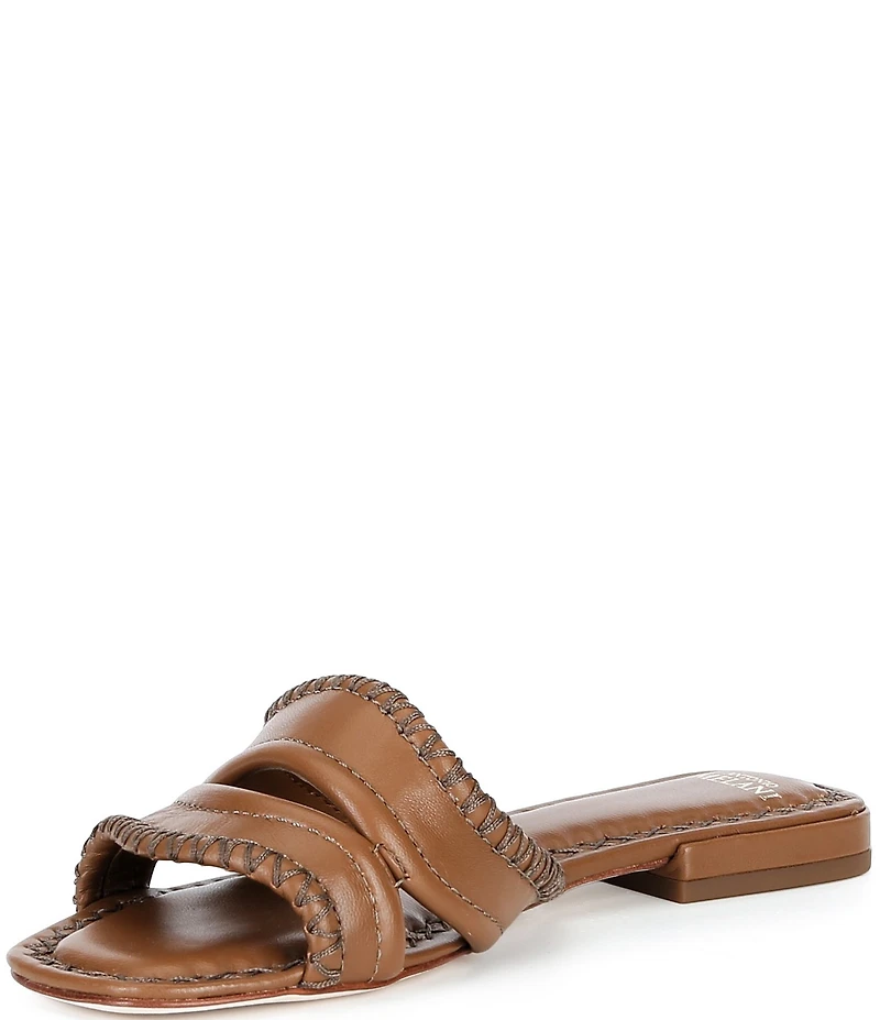 Antonio Melani Renley Leather Cross Stitch Flat Sandals
