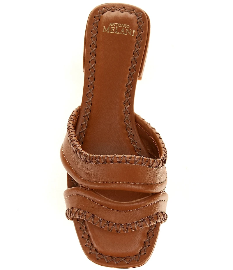 Antonio Melani Renley Leather Cross Stitch Flat Sandals