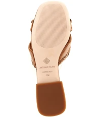 Antonio Melani Renley Leather Cross Stitch Flat Sandals