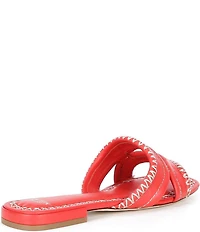 Antonio Melani Renley Leather Cross Stitch Flat Sandals