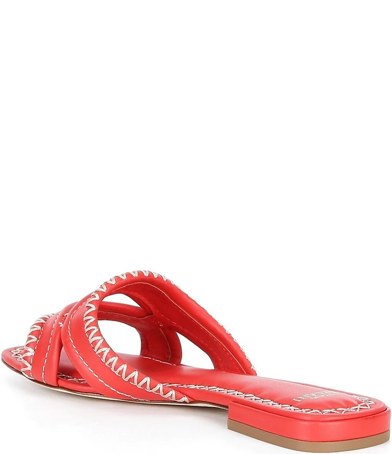 Antonio Melani Renley Leather Cross Stitch Flat Sandals