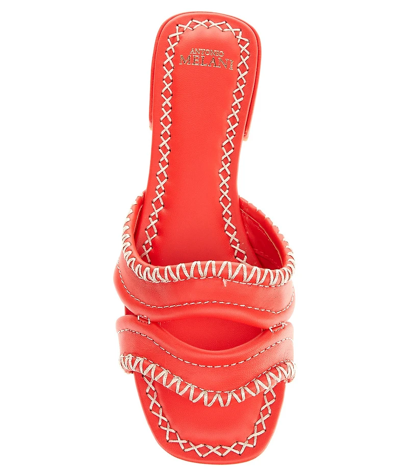 Antonio Melani Renley Leather Cross Stitch Flat Sandals