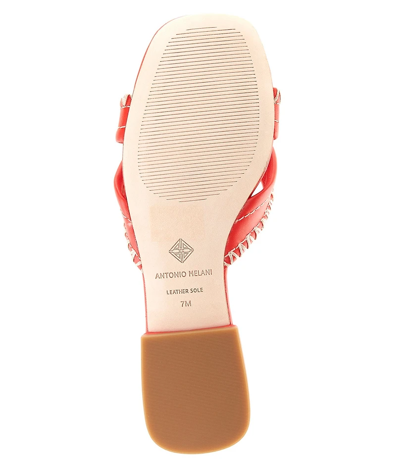 Antonio Melani Renley Leather Cross Stitch Flat Sandals