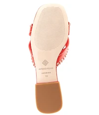 Antonio Melani Renley Leather Cross Stitch Flat Sandals