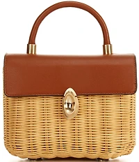 Antonio Melani Sadie Ann Wicker Flap Top Handle Resort Clutch Bag