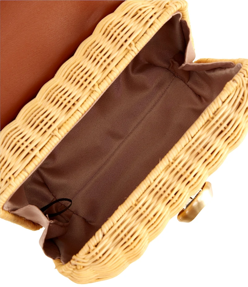 Antonio Melani Sadie Ann Wicker Flap Top Handle Resort Clutch Bag