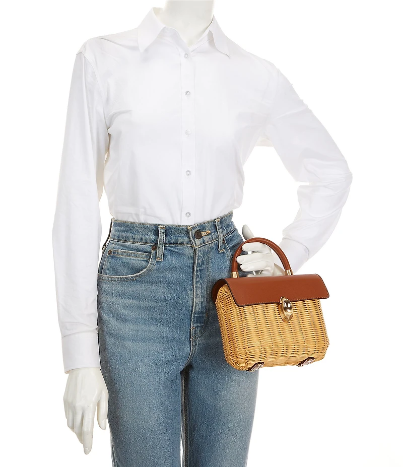 Antonio Melani Sadie Ann Wicker Flap Top Handle Resort Clutch Bag