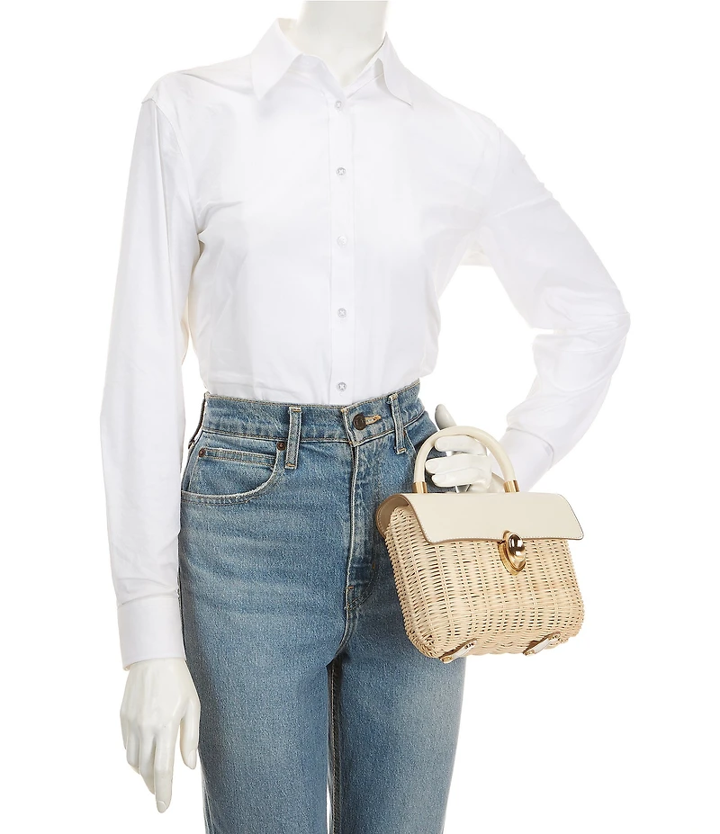 Antonio Melani Sadie Ann Wicker Flap Top Handle Resort Clutch Bag