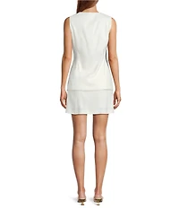Antonio Melani Rhea Linen Blend Square Neck Sleeveless Faux Button Front Romper