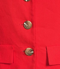 Antonio Melani Rhea Linen Blend Square Neck Sleeveless Faux Button Front Romper