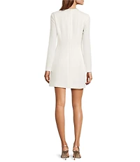 Antonio Melani Rhinestone Bow Keyhole Neckline Long Sleeve Taryn Dress