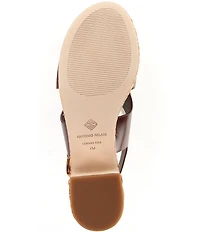 Antonio Melani Riley Leather X Band Raffia Platform Sandals