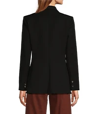 Antonio Melani Coordinating Riviera Ponte Twill Notch Lapel Long Sleeve Button Front Long Line Blazer