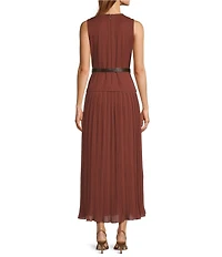 Antonio Melani Rosemary Button Front Belted Sleeveless Dress