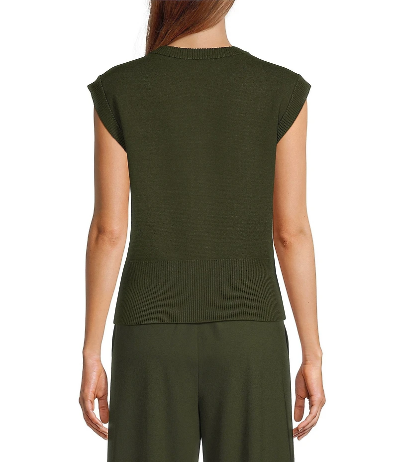 Antonio Melani Round Neck Short Sleeve Button Front Vest