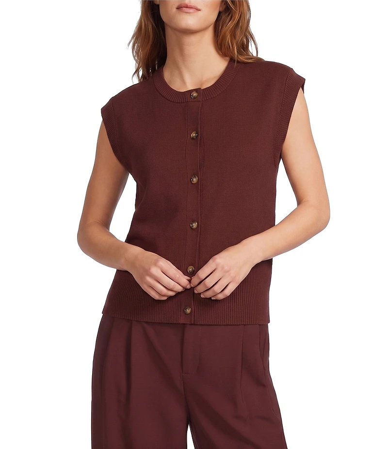 Antonio Melani Round Neck Short Sleeve Button Front Vest