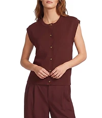 Antonio Melani Round Neck Short Sleeve Button Front Vest