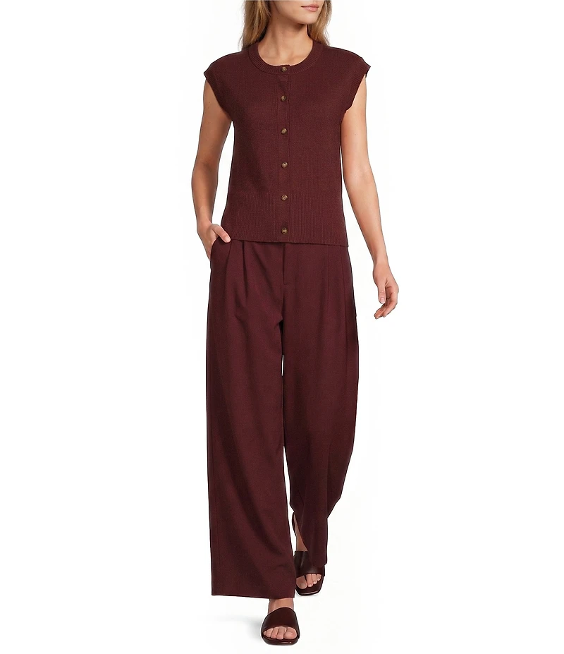 Antonio Melani Round Neck Short Sleeve Button Front Vest