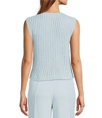Antonio Melani Round Neck Sleeveless Button Front Cardigan
