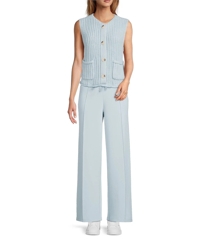 Antonio Melani Round Neck Sleeveless Button Front Cardigan