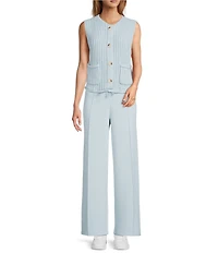 Antonio Melani Round Neck Sleeveless Button Front Cardigan